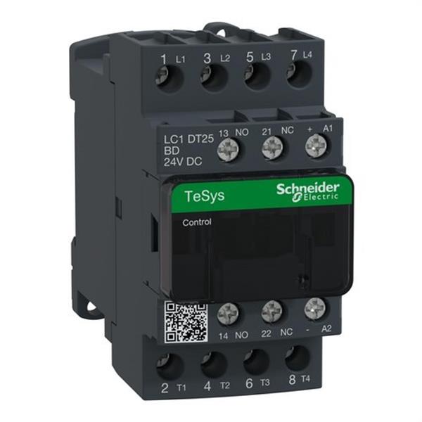 SCHNEIDER ELECTRIC LC1DT25BD Contactor 25A 1 NA/1 NC 24V CC-AR antiparásito 4P