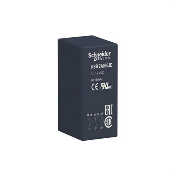 SCHNEIDER ELECTRIC RSB2A080JD Relé enchufable 2 NA/NC 8A 12V DC