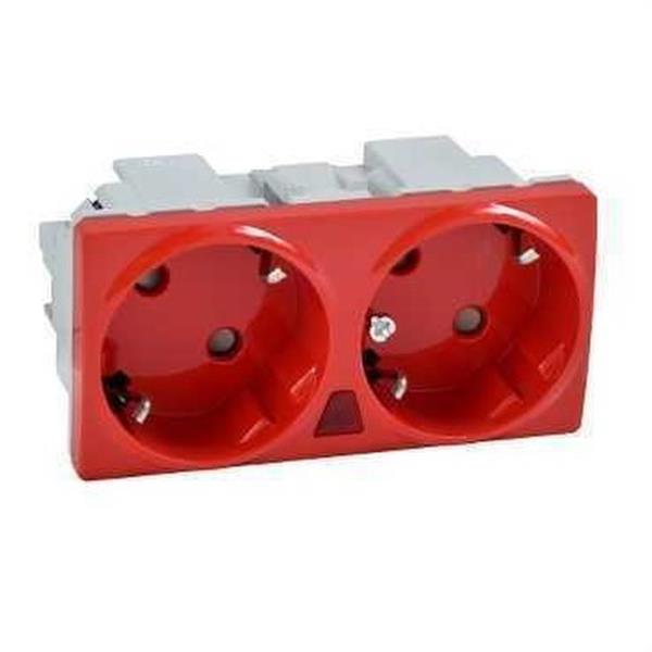 SCHNEIDER ELECTRIC U3.067.03S Base doble 2P + TT lateral 16A 250V piloto UNICA rojo