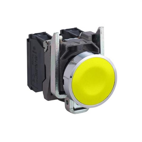 SCHNEIDER ELECTRIC XB4BA51 Pulsador rasante diámetro 22 1 NA amarillo embellecedor metálico