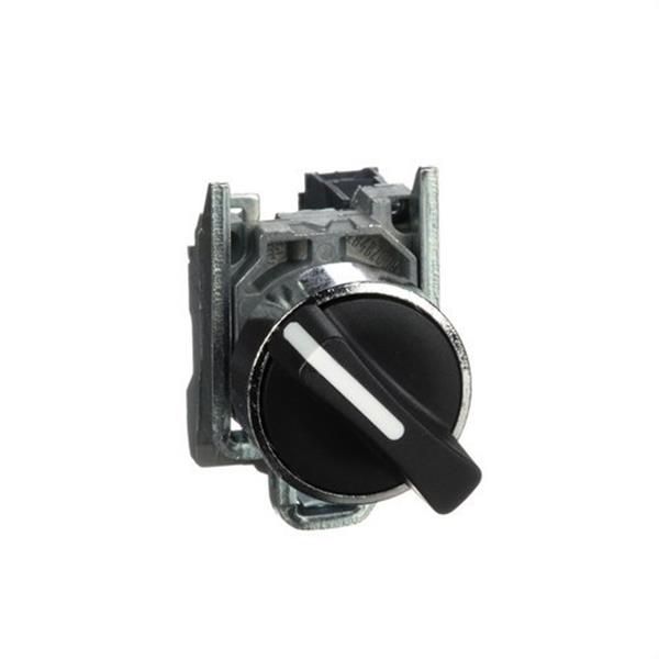 SCHNEIDER ELECTRIC XB4BD21 Selector diámetro 22 maneta corta negro 1 NA 2 fijaciones embellecedor metálico
