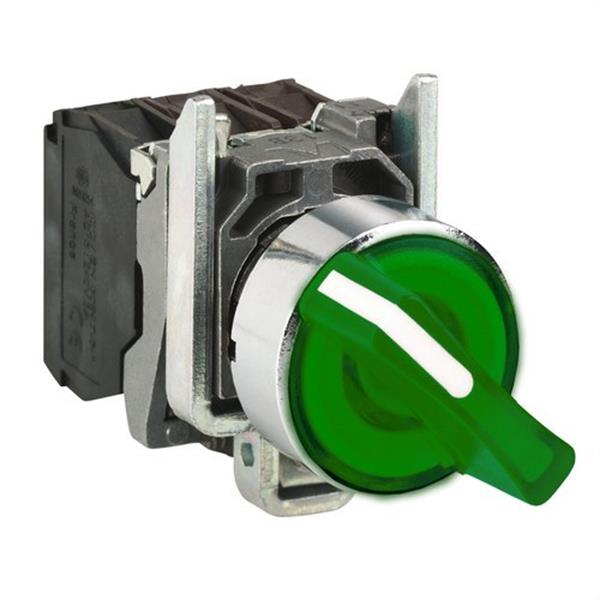 SCHNEIDER ELECTRIC XB4BK123M5 Selector LED diámetro 22 230-240V con maneta verde embellecedor metálico