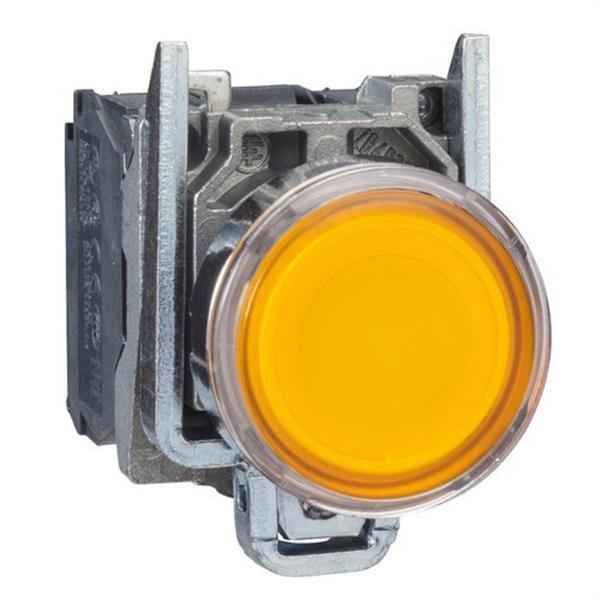 SCHNEIDER ELECTRIC XB4BW35B5 Pulsador luminoso rasante diámetro 22 24V amarillo embellecedor metálico