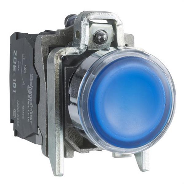 SCHNEIDER ELECTRIC XB4BW36B5 Pulsador luminoso rasante diámetro 22 24V azul embellecedor metálico