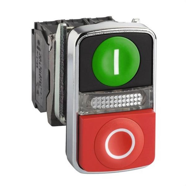 SCHNEIDER ELECTRIC XB4BW73731B5 Pulsador doble verde / rojo IP66 24V