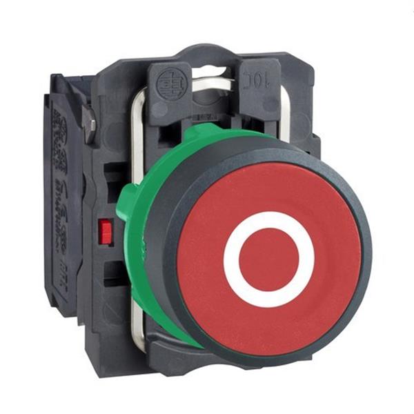 SCHNEIDER ELECTRIC XB5AA4322 Pulsador rasante diámetro 22 1 NC rojo-O blanco embellecedor plástico