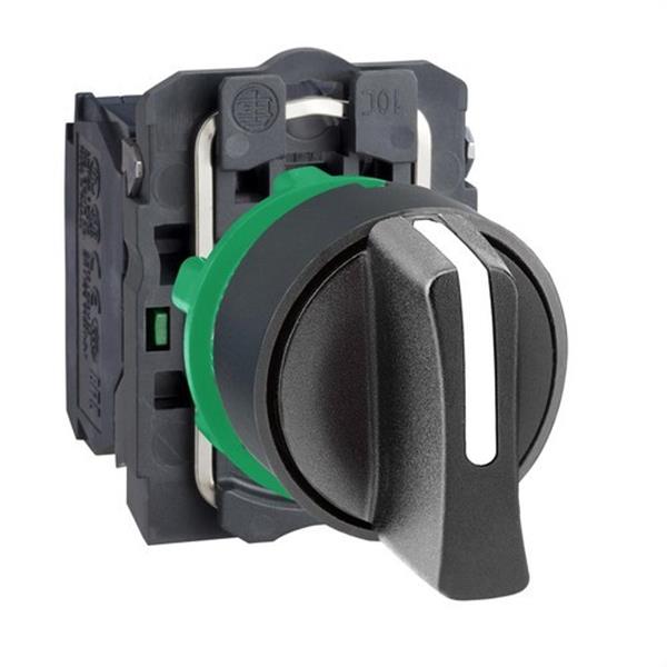 SCHNEIDER ELECTRIC XB5AD33 Selector diámetro 22 maneta corta negro 2 NA 3 fijaciones embellecedor plástico