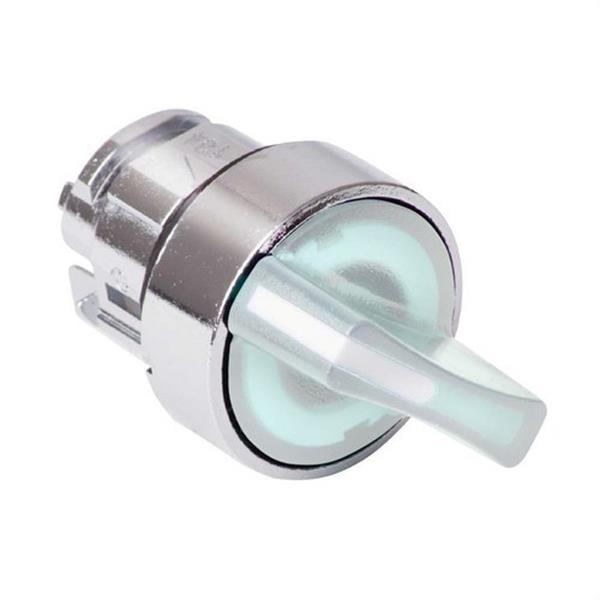 SCHNEIDER ELECTRIC ZB4BK1213 Cabeza selector diámetro 22 con 2 fijas maneta larga blanca embellecedor metálico
