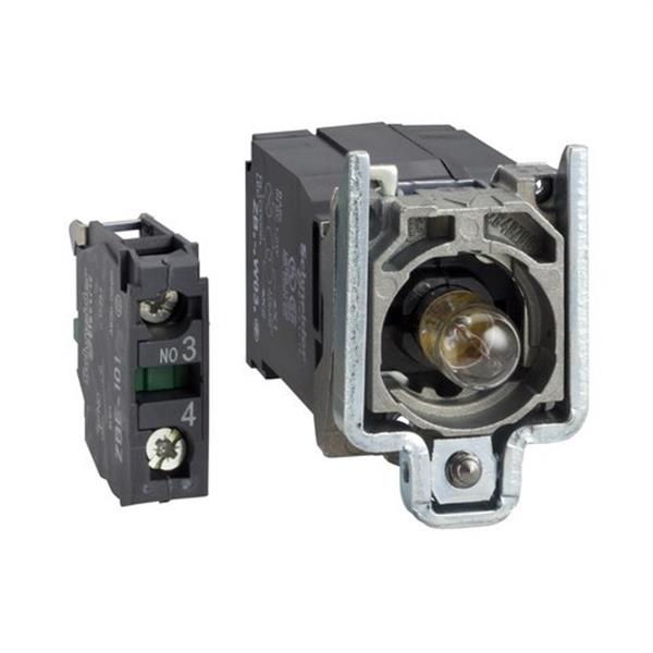 SCHNEIDER ELECTRIC ZB4BW031 Cuerpo diámetro 22mm 110-120V 1 NA con transformador embellecedor metálico