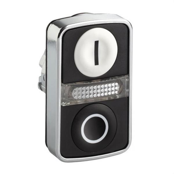 SCHNEIDER ELECTRIC ZB4BW7A1721 Cabeza pulsador doble + piloto negro / blanco-I / blanco / negro-0