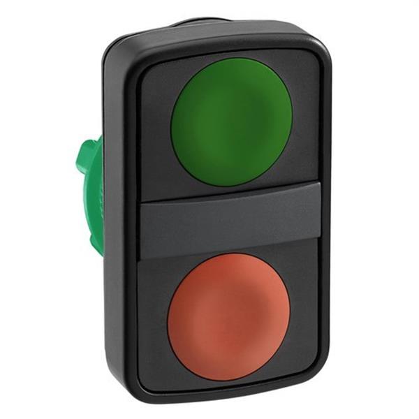 SCHNEIDER ELECTRIC ZB5AA7340 Cabeza pulsador doble plástico verde / roja sin marcado