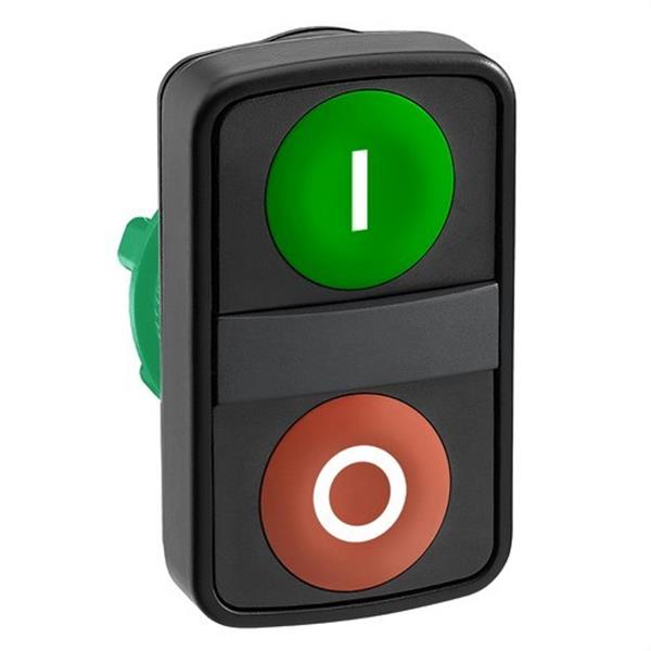 SCHNEIDER ELECTRIC ZB5AA7341 Cabeza pulsador doble plástico blanco / verde-I / blanco / rojo-0