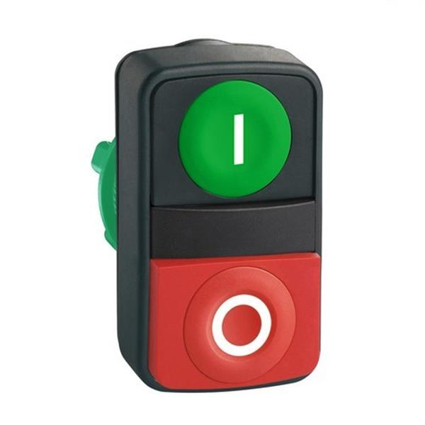 SCHNEIDER ELECTRIC ZB5AL7341 Cabeza pulsador doble plástico rasante saliente blanca / verde / blanca / roja