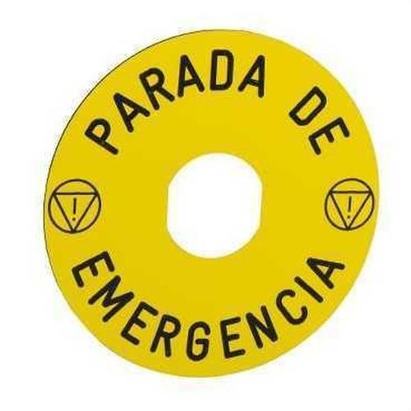 SCHNEIDER ELECTRIC ZBY9430 Etiqueta circular pulsador seta PARADA EMERGENCY