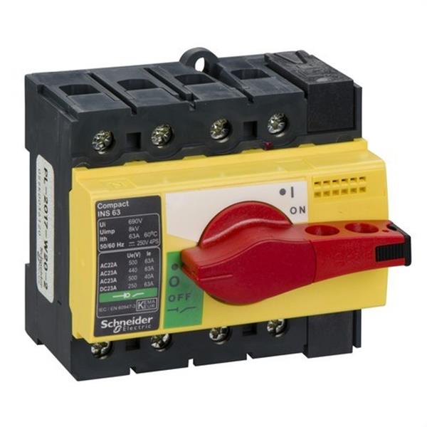 SCHNEIDER ELECTRIC 28919 Interruptor / seccionador COMPACT 63A 4P empotrable rojo