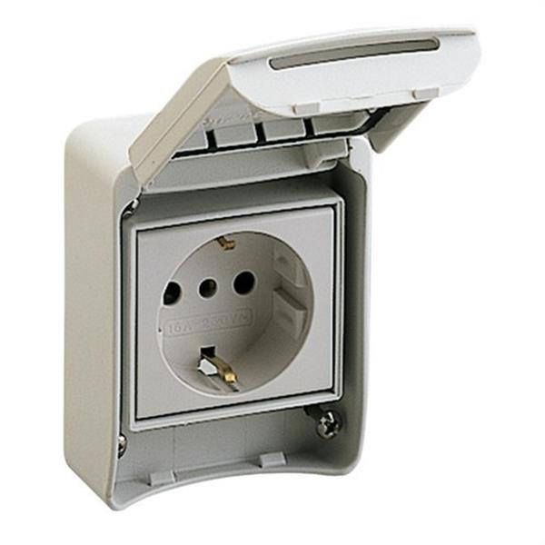SCHNEIDER ELECTRIC 81141 Base empotrar con brida 10/16A 2P+TT lateral toma gris