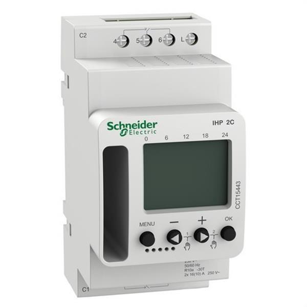 SCHNEIDER ELECTRIC CCT15443 Interruptor digital IHP semanal 6 años 1 módulo 2 canales 16A