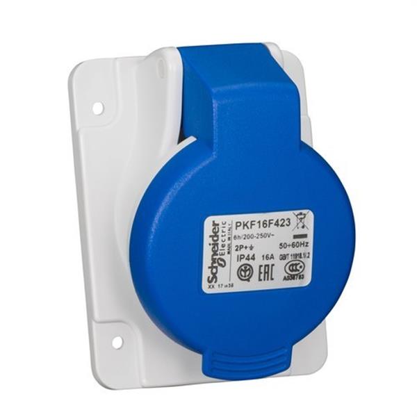 SCHNEIDER ELECTRIC PKF16F423 Base empotrar inclinada 65x85 16A 2P+TT 200-250V IP44 azul