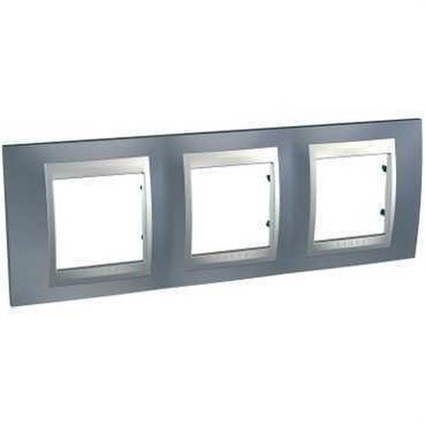 SCHNEIDER ELECTRIC U66.006.097 Marco serie ÚNICA TOP con 3 elementos horizontales gris aluminio