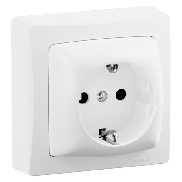 LEGRAND 086031L Base 2P+T obturador de protección Oteo 16A/230V, monobloc, blanco