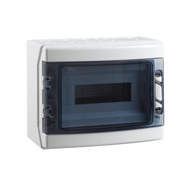 IDE CDN12PT Caja IP65 superficie 1x12 módulos ABS de color gris transparente