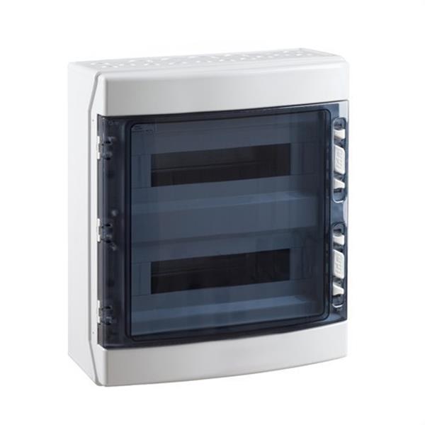 IDE CDN36PT2F Caja IP65 superficie 2x18 módulos ABS de color gris transparente