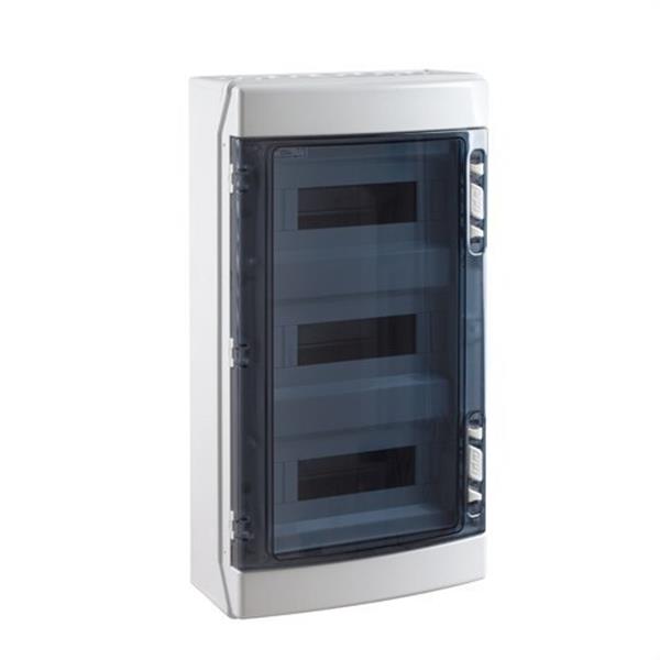 IDE CDN36PT3F Caja IP65 superficie 3x12 módulos ABS de color gris transparente