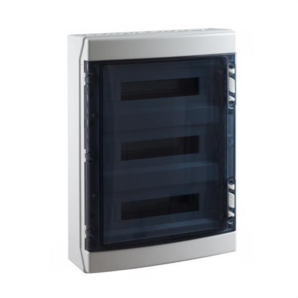 IDE CDN54PT Caja IP65 superficie 3x18 módulos ABS de color gris transparente