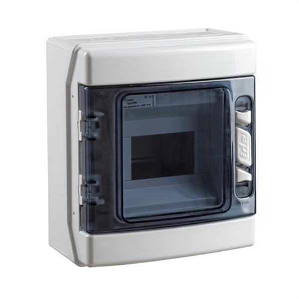 IDE CDN6PT Caja IP65 superficie 1x6 módulos ABS de color gris transparente