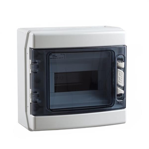 IDE CDN8PT Caja IP65 superficie 1x8 módulos ABS de color gris transparente