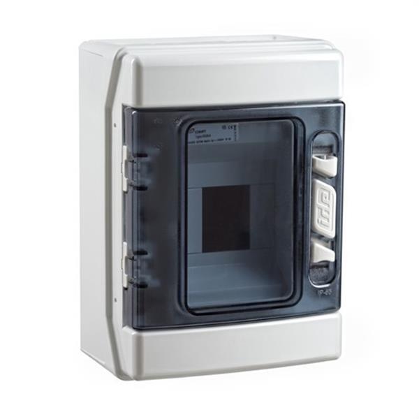 IDE CDP4PT Caja IP65 superficie 1x4 módulos policarbonato de color gris transparente