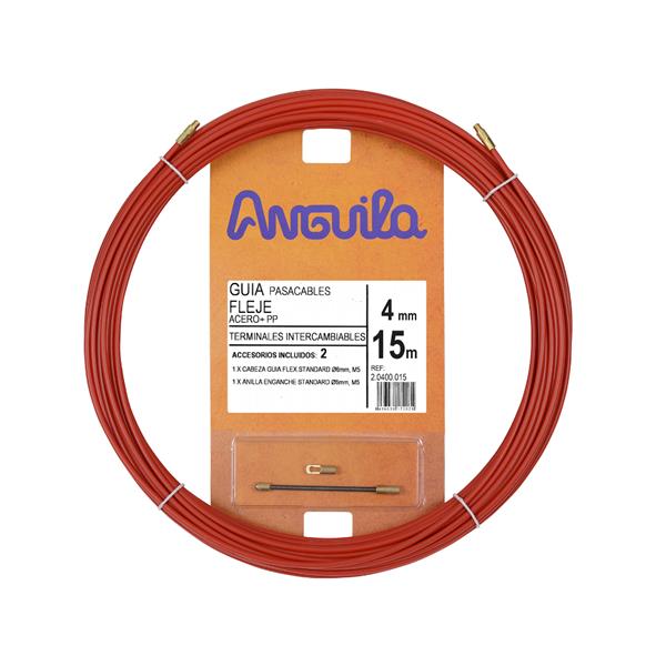 ANGUILA 20400015 Pasacables acero nylon 4mm 15m rojo