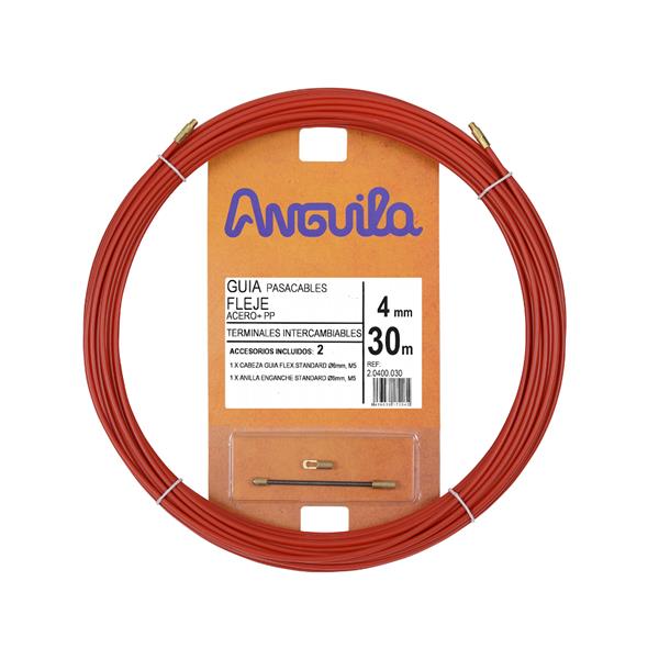 ANGUILA 20400030 Pasacables acero nylon 4mm 30m rojo