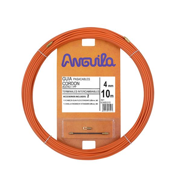 ANGUILA 60400010 Pasacables cordón acero / polipropileno 4mm 10m naranja