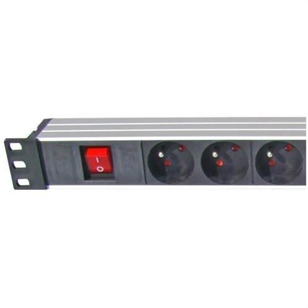 REGLETA ALUMINIO PDU RACK 19 6 TOMAS + INTERRUPTOR +