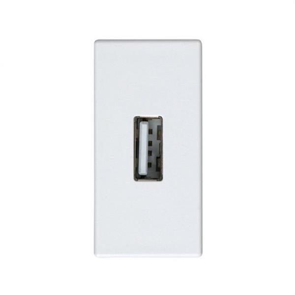 SIMON 2701090-030 Conector SIMON 27 PLAY con tapa USB H módulo estrecho blanco