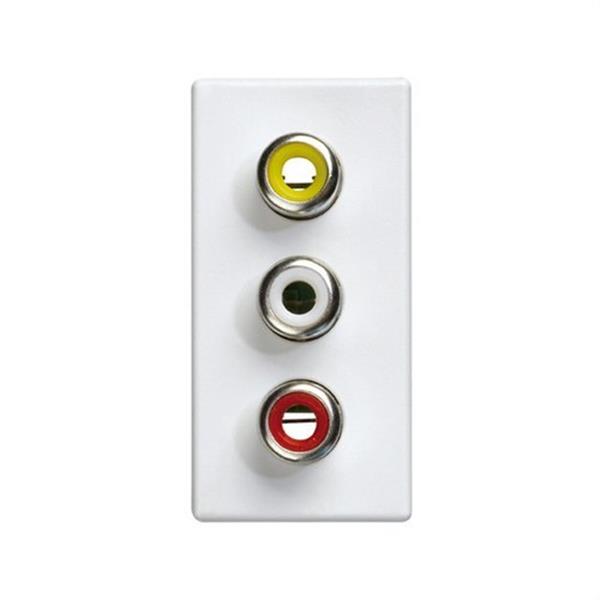 SIMON 2701093-030 Conector SIMON 27 PLAY con tapa audio y vídeo estrecho blanco