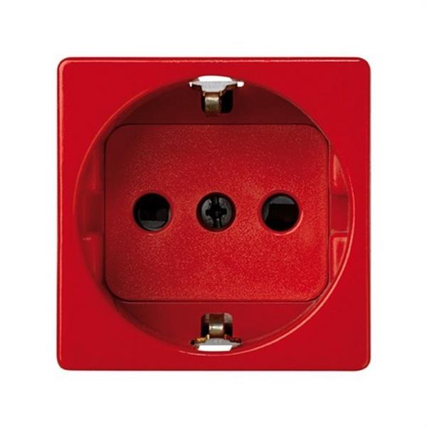 SIMON 27432-68 Base SIMON 27 2P TT lateral schuko con obturador de seguridad rojo
