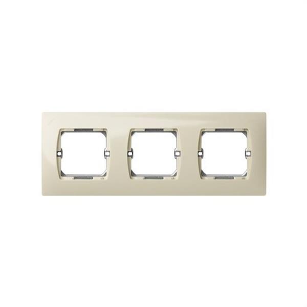 SIMON 27630-62 Placa SIMON 27 con 3 módulos anchos sin garra con bastidor marfil