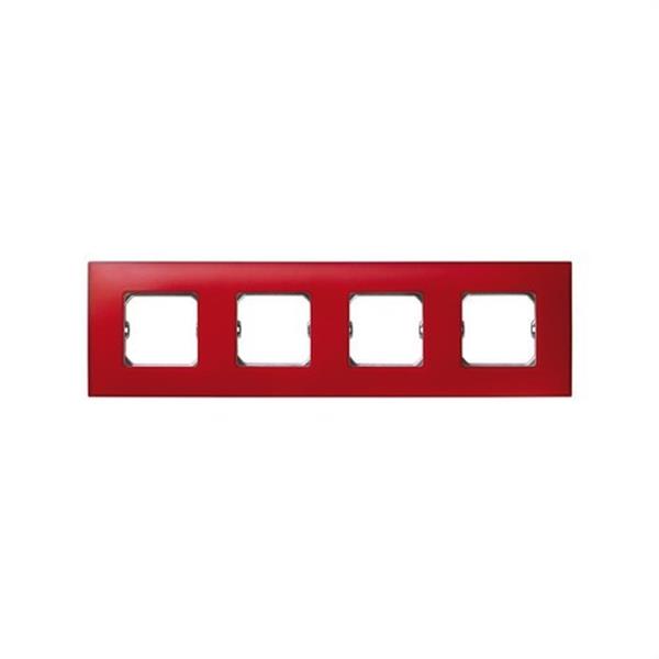 SIMON 27774-66 Placa SIMON 27 NEOS con 4 módulos anchos o 8 estrechos rojo mate