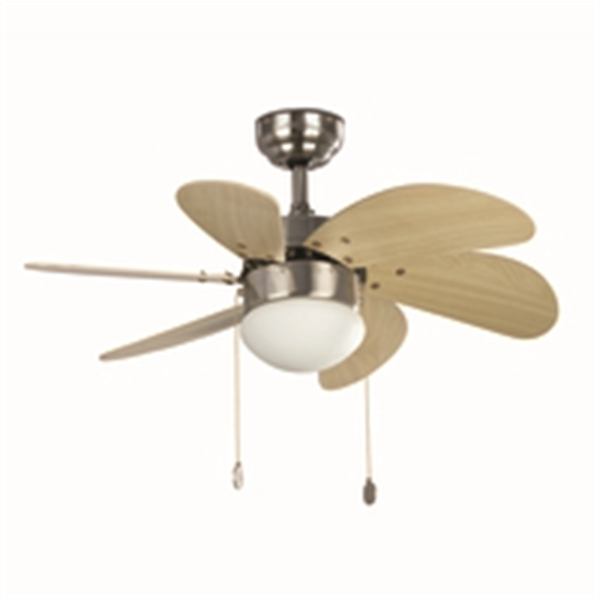 FARO 33183 *Ventilador PALAO 6 palas diámetro 75cm E14 40W níquel mate
