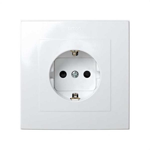SIMON 2890432-030 Enchufe SIMON 28 2P+TT lateral con seguridad blanco nieve