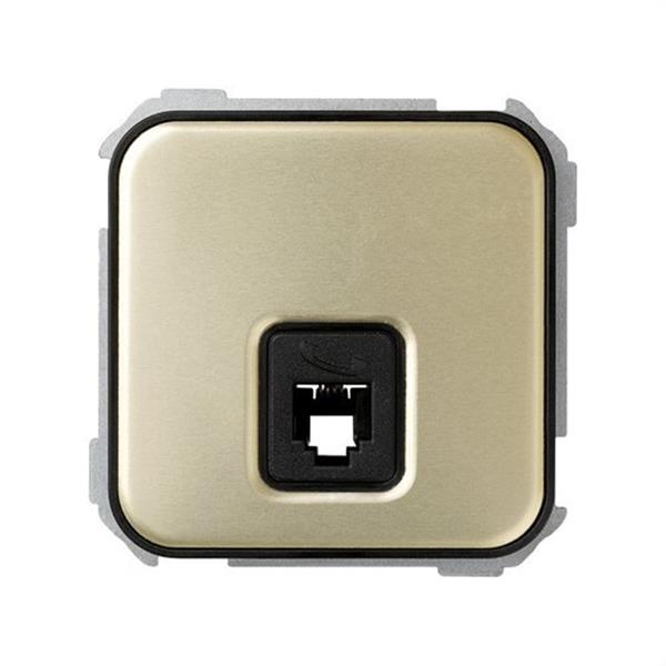 SIMON 31480-36 Toma teléfono SIMON 31 con 4 conexiones marrón decorativa