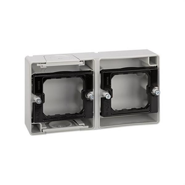 SIMON 4400761-035 Base de superficie para 2 elmentos horizontal Simon 44 AQUA gris