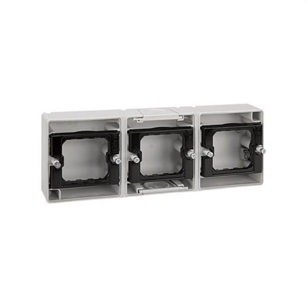 SIMON 4400765-035 Base de superficie para 3 elementos horizontal Simon 44 Aqua gris