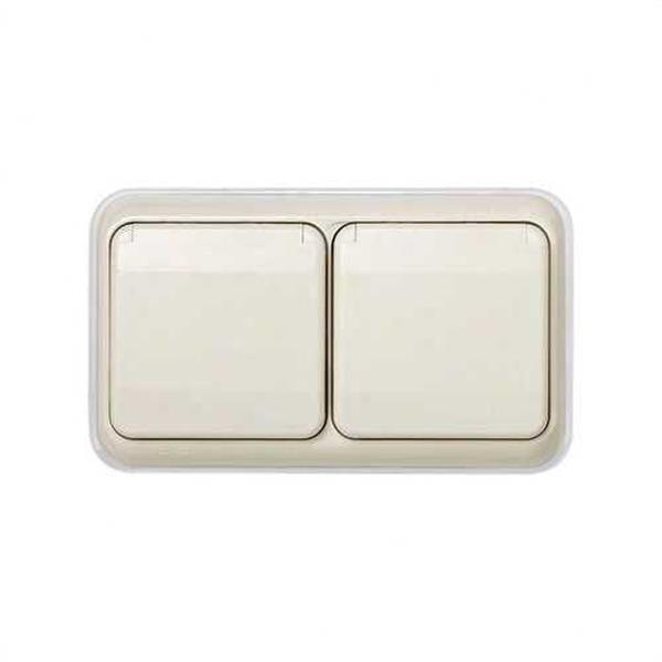 SIMON 44529-38 Tapa con marco empotrar con 2 elementos IP54 Simon 44 beige