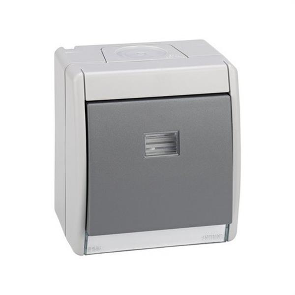 SIMON 4490160-035 Pulsador SIMON AQUA con luminoso IP55 gris