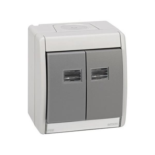 SIMON 4490782-035 Caja vacía SIMON AQUA con teclado doble IP55 gris
