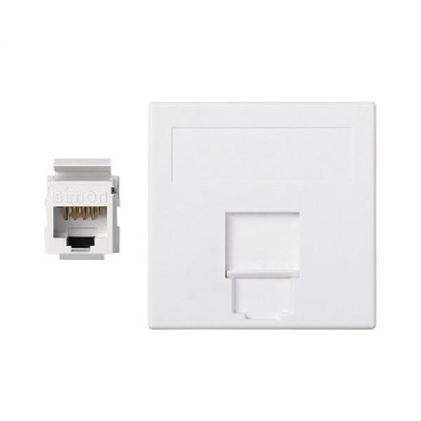 SIMON 50002085-030 Placa V&D plana CG SIMON 500 CIMA con 1 conector 6UTP blanco