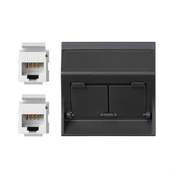 SIMON 50002086-038 Placa VD inclinada 500 CIMA con 2 conectores 6UTP grafito